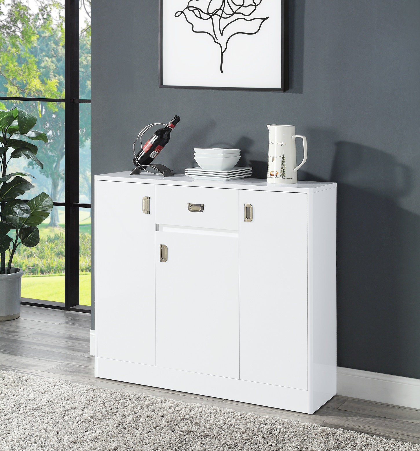 Latitude Run Stylish Server Entryway Cabinet Console Cabinet Entry Cabinet White Cabinet Slim Cabinet Wayfair